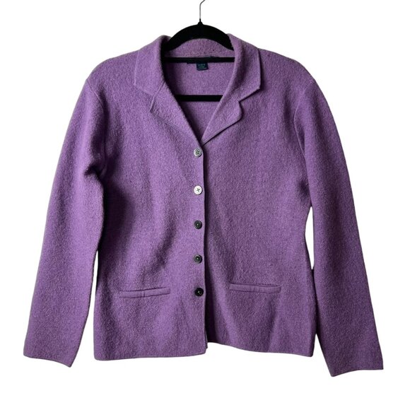 Boden Sweaters - Boden 100% wool purple collared button up cardigan women’s size medium